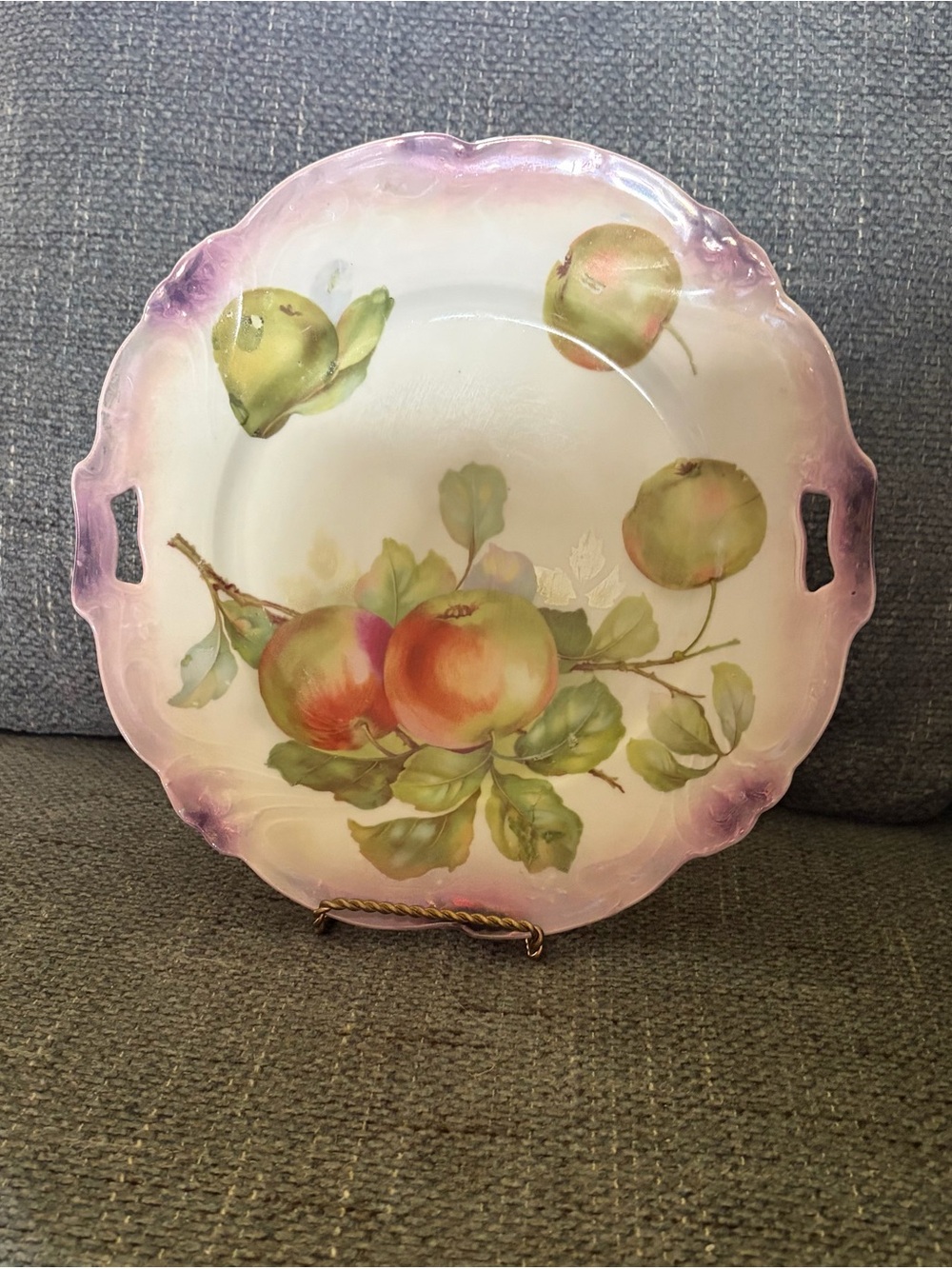 Hand-Painted Serving Platter in Purple and Green